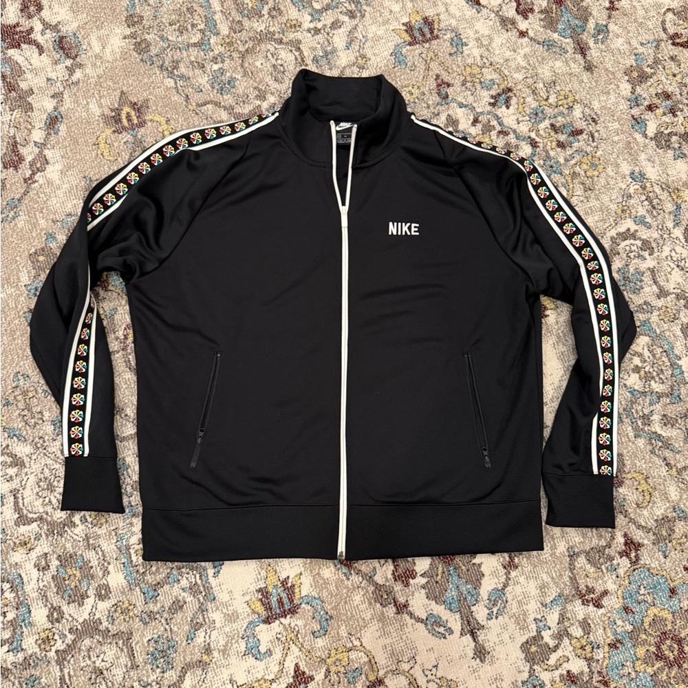 Nike Black Jacket with Colorful Sleeve Accents